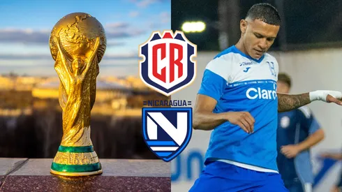 Kervin Arriaga aparece al lado de la Copa del Mundo.