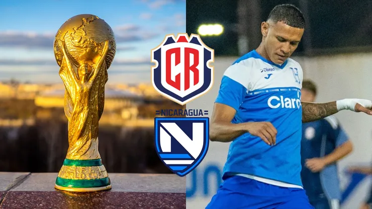 Kervin Arriaga aparece al lado de la Copa del Mundo.