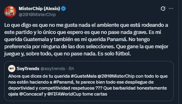 MisterChip en su cuenta oficial de X.