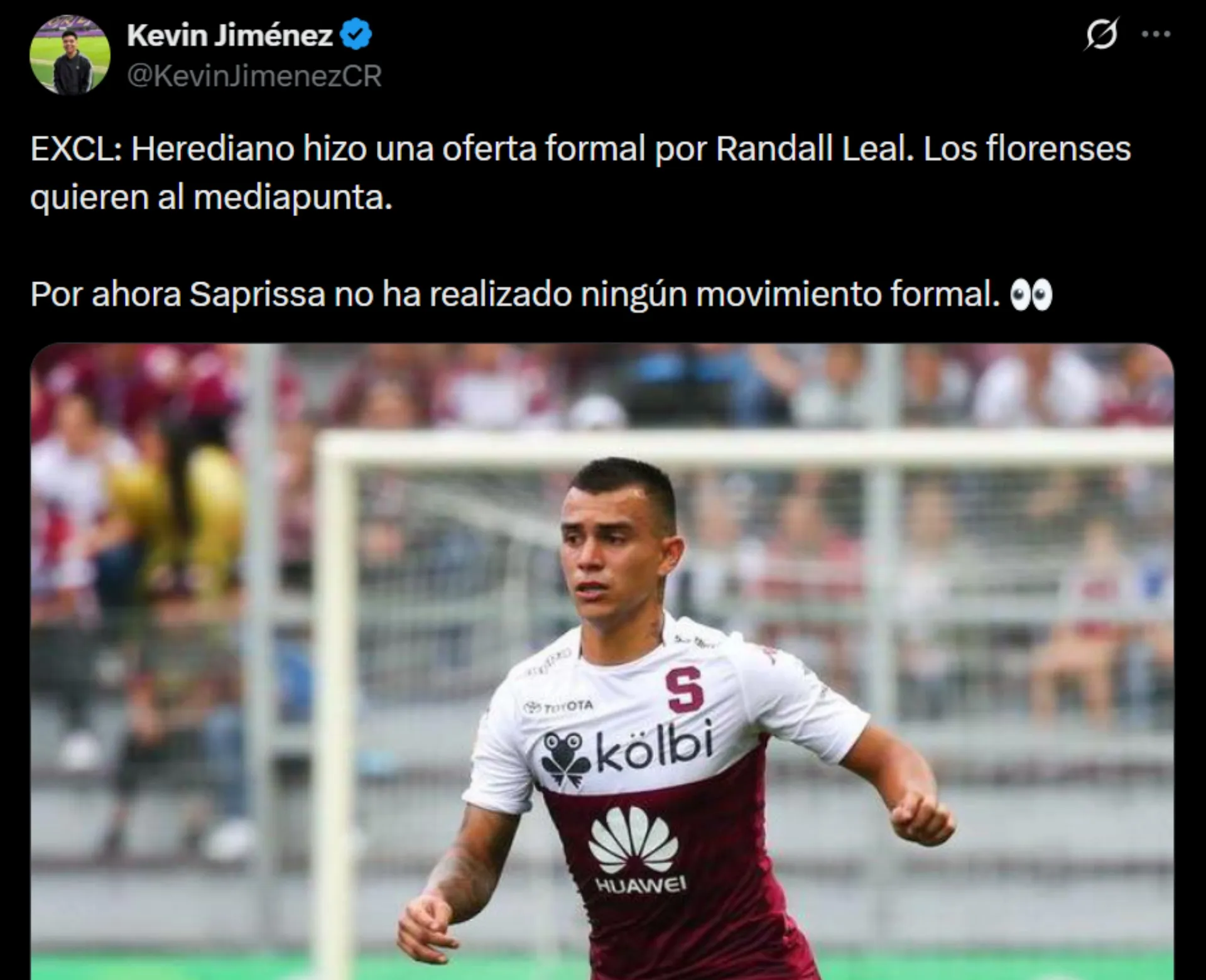 Herediano va por Randall Leal. (Foto: X)