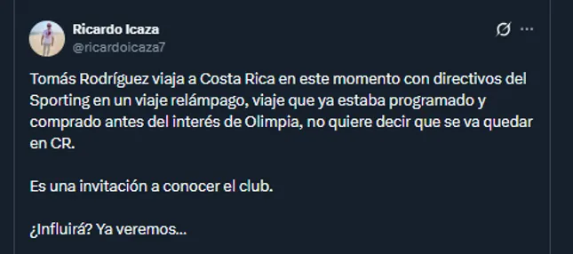Periodista Ricardo Icaza en su cuenta oficial de X