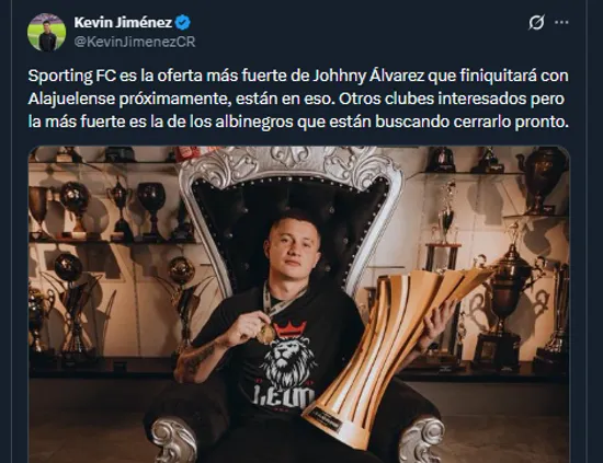 Kevin Jiménez en su cuenta oficial de X