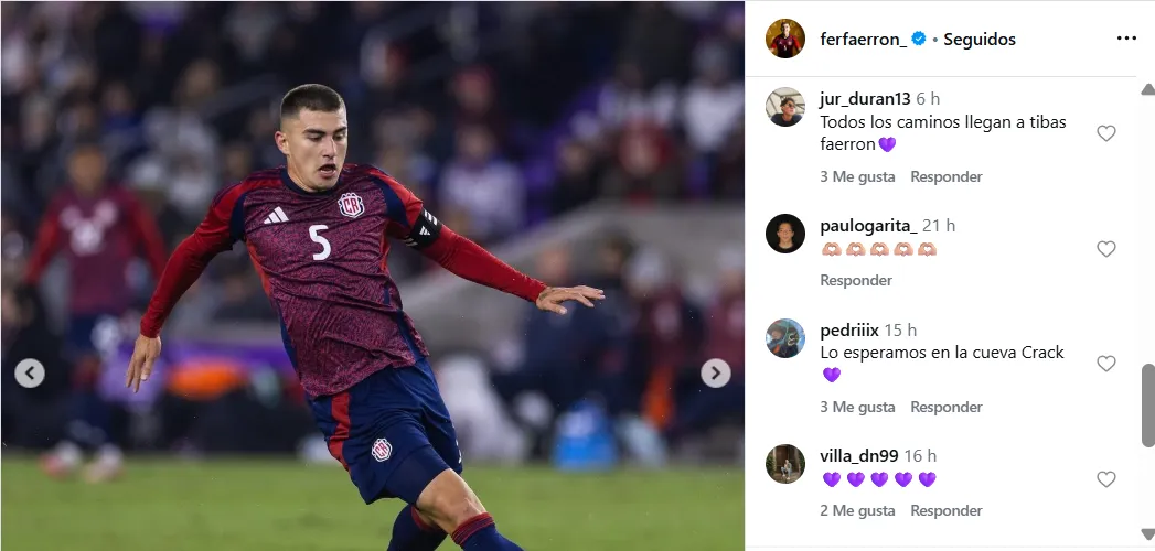 Los comentarios de saprissistas en la publicación de Faerron.