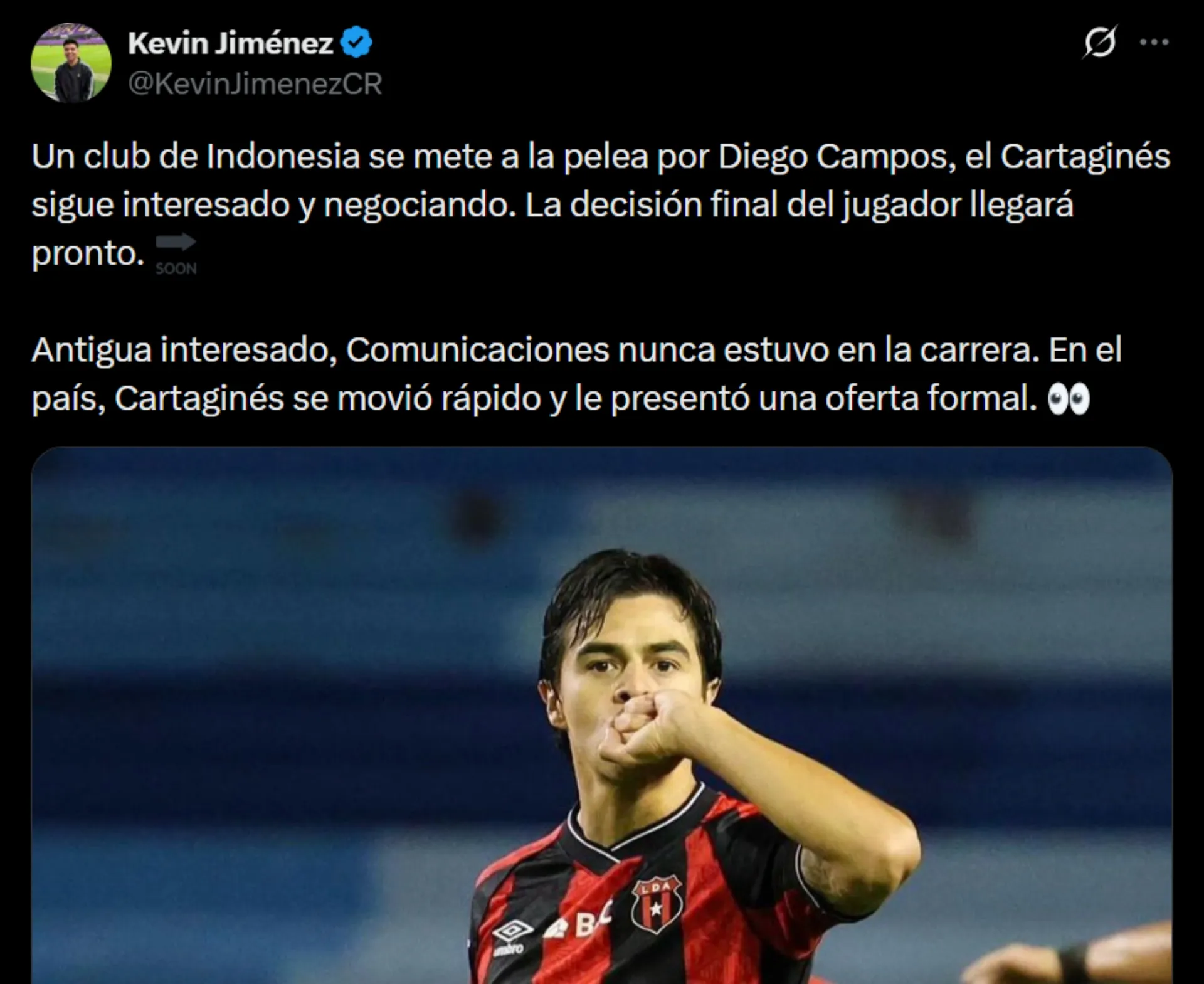 Diego Campos es buscado por varios clubes. (Foto: X)