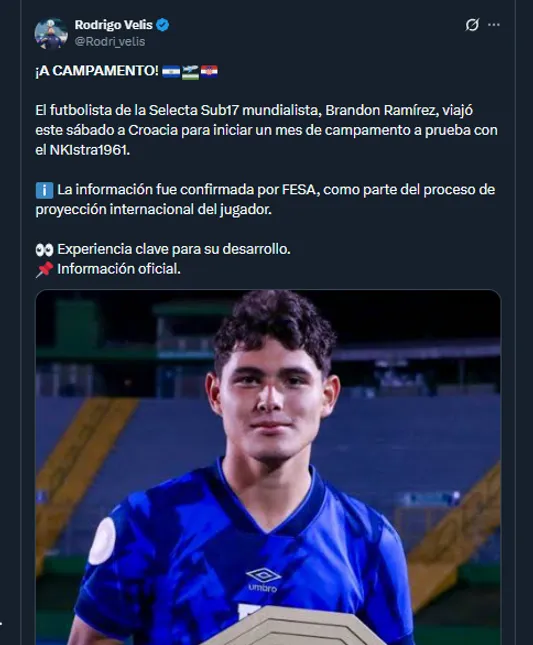 Rodrigo Velis en su cuenta oficial de X