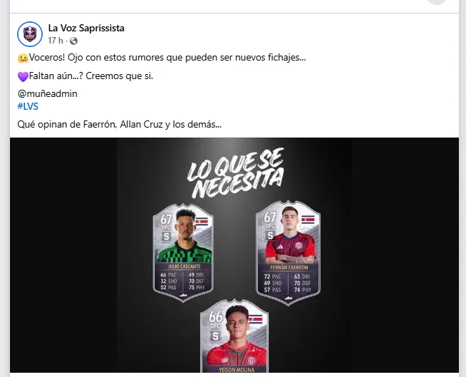 La Voz Saprissista – Página de Facebook