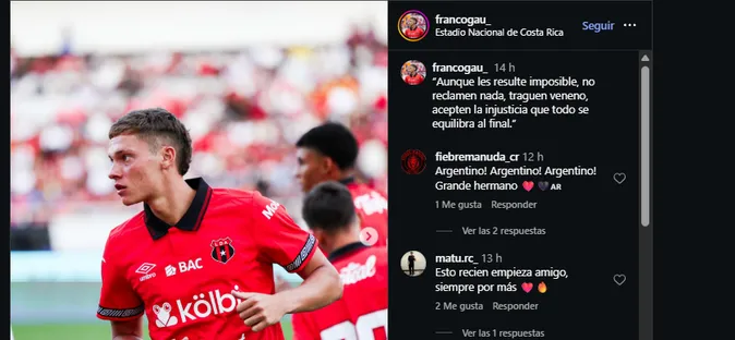Franco Gau en su cuenta oficial de IG
