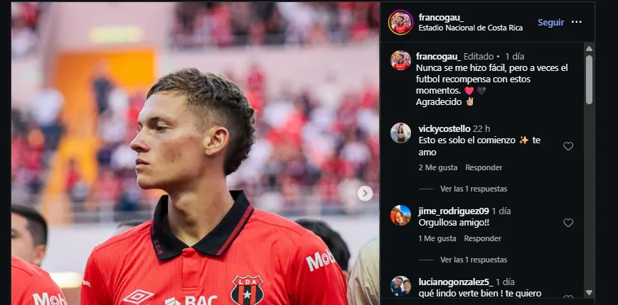 Franco Gau en su cuenta oficial de IG