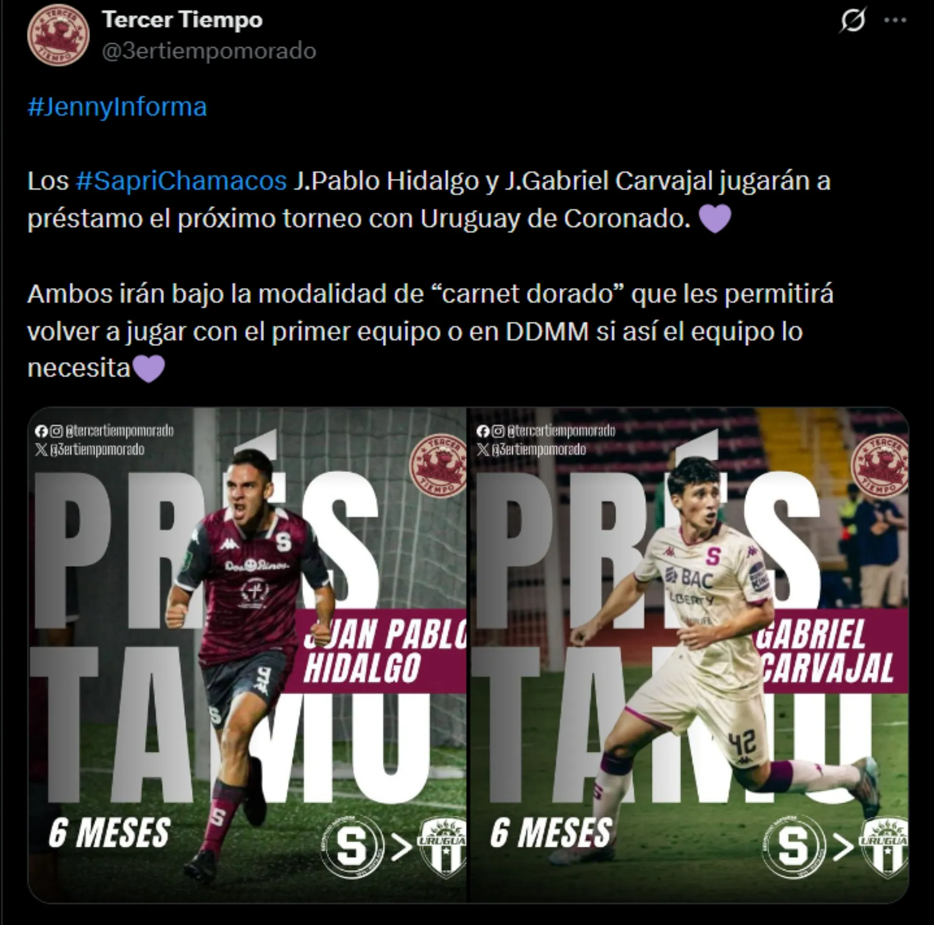 Los dos juveniles que Saprissa envía a préstamo.
