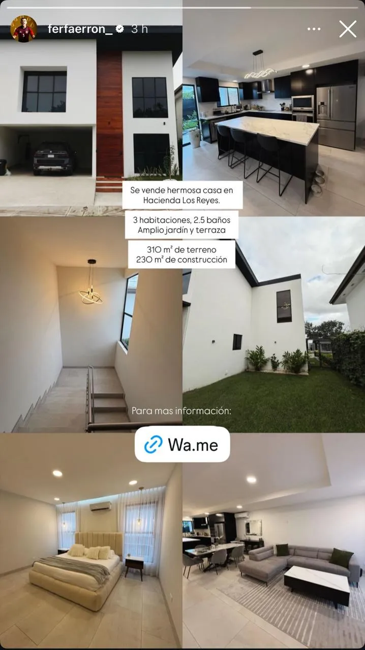 Fernan Faerrón vende su casa (Instagram).