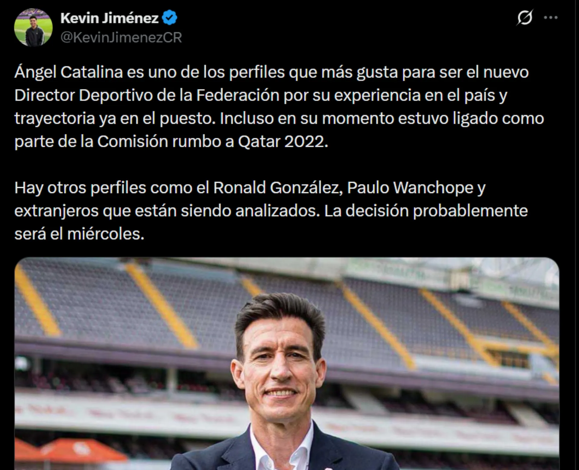 Ángel Catalina es el favorito para ser director deportivo.