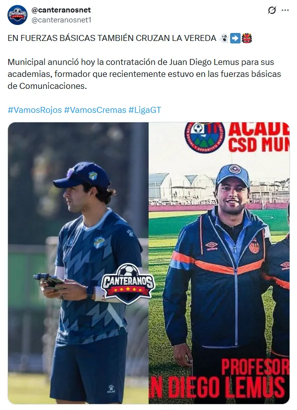 Juan Digo Lesmus cambió Comunicaciones por Municipal. (X.om)