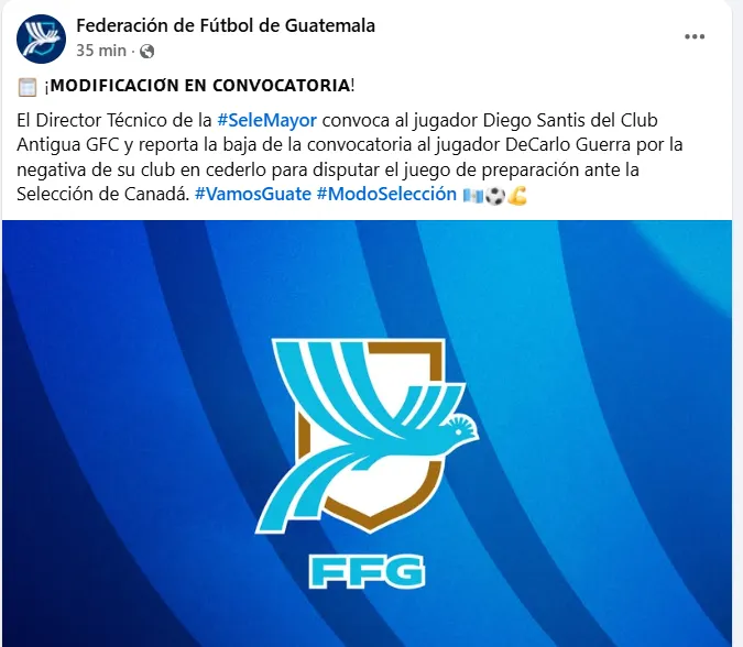 El anuncio de la FFG en sus canales oficiales.