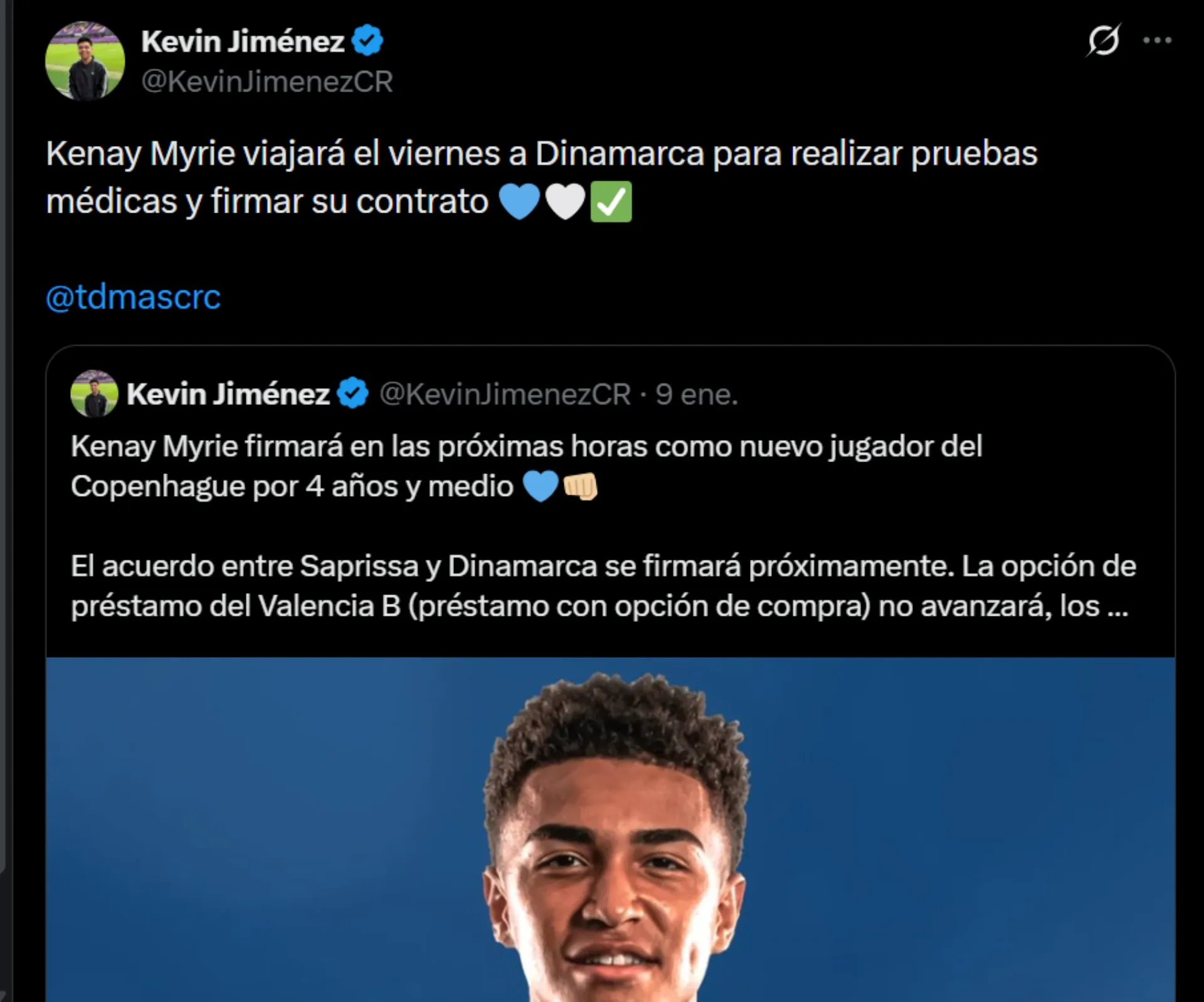 Kenay Myrie viajará este viernes a Europa. (Foto: X)