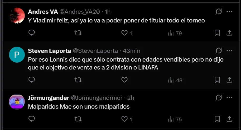 La reacción de los morados en X.