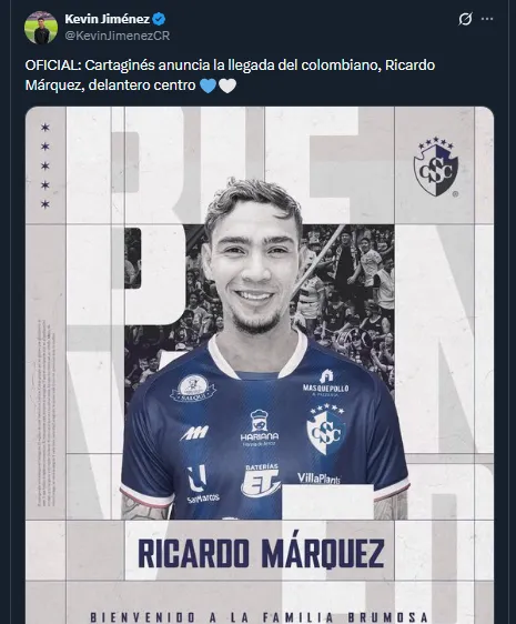 Kevin Jiménez en su cuenta oficial de X.