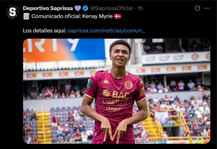 Saprissa oficializó la venta de Kenay Myrie.