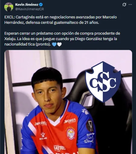 Kevin Jiménez en su cuenta oficial de X