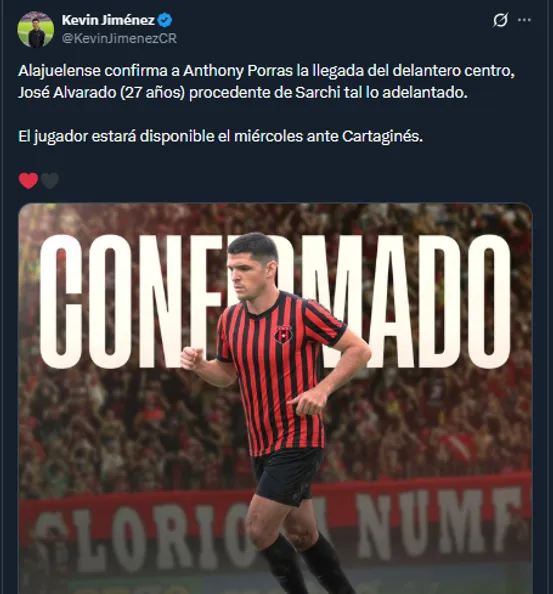 Kevin Jiménez en su cuenta oficial de X