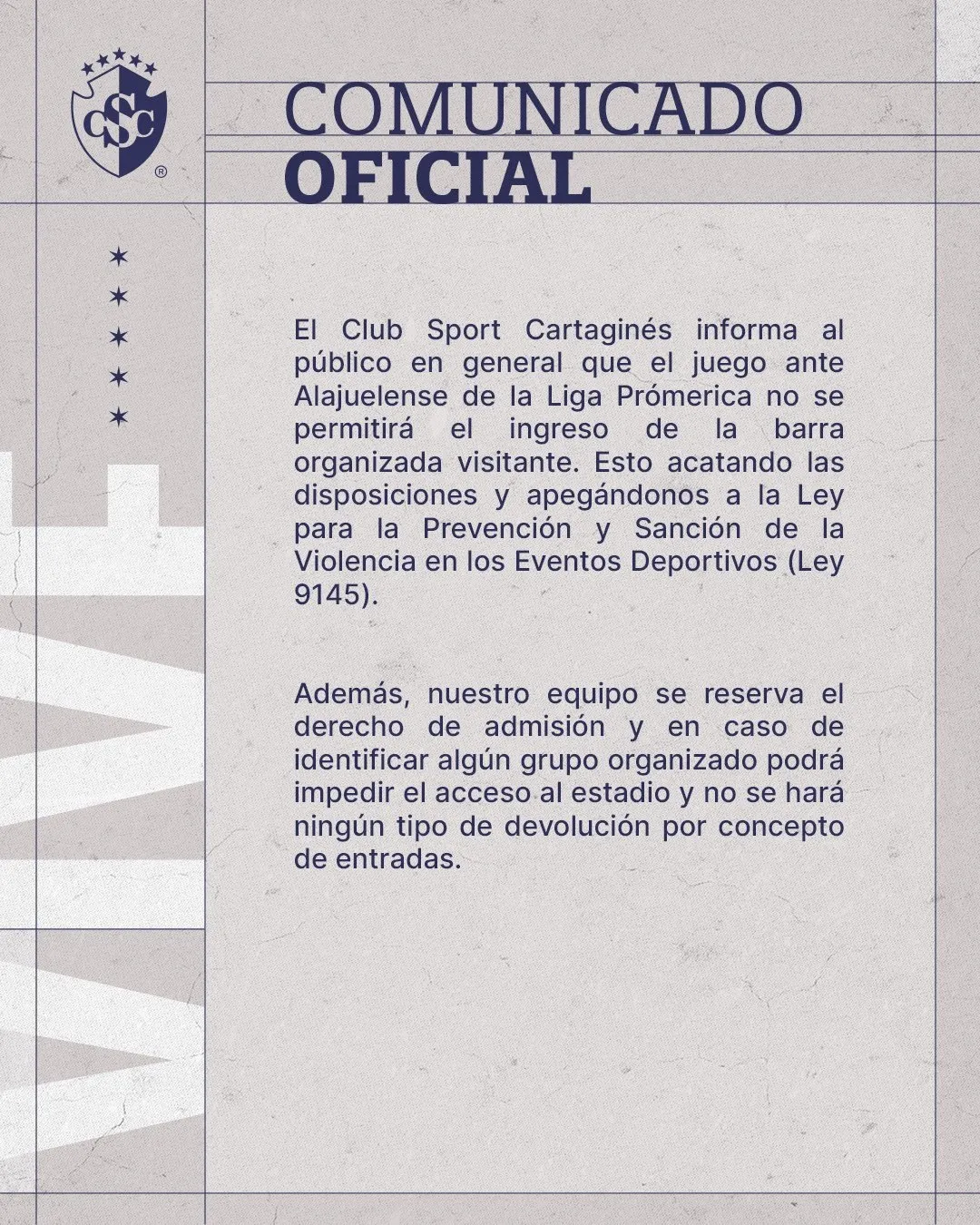 El comunicado que publicó Cartaginés.