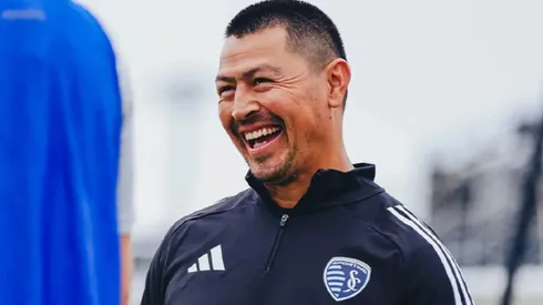 Roger Espinoza durante un entrenamiento con el Kansas City de la MLS.
