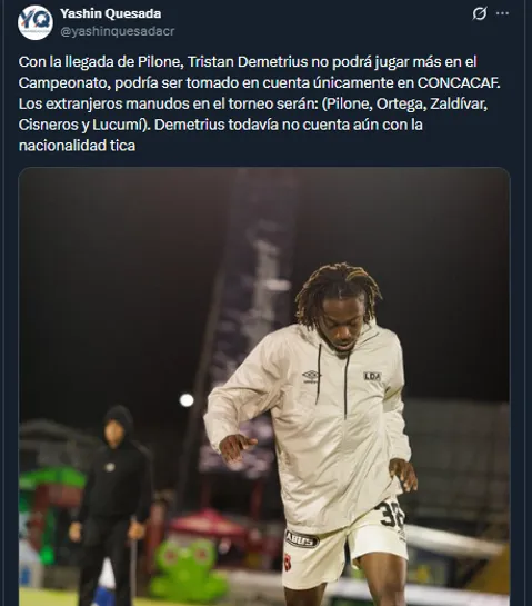 Yashin Quesada en su cuenta oficial de X