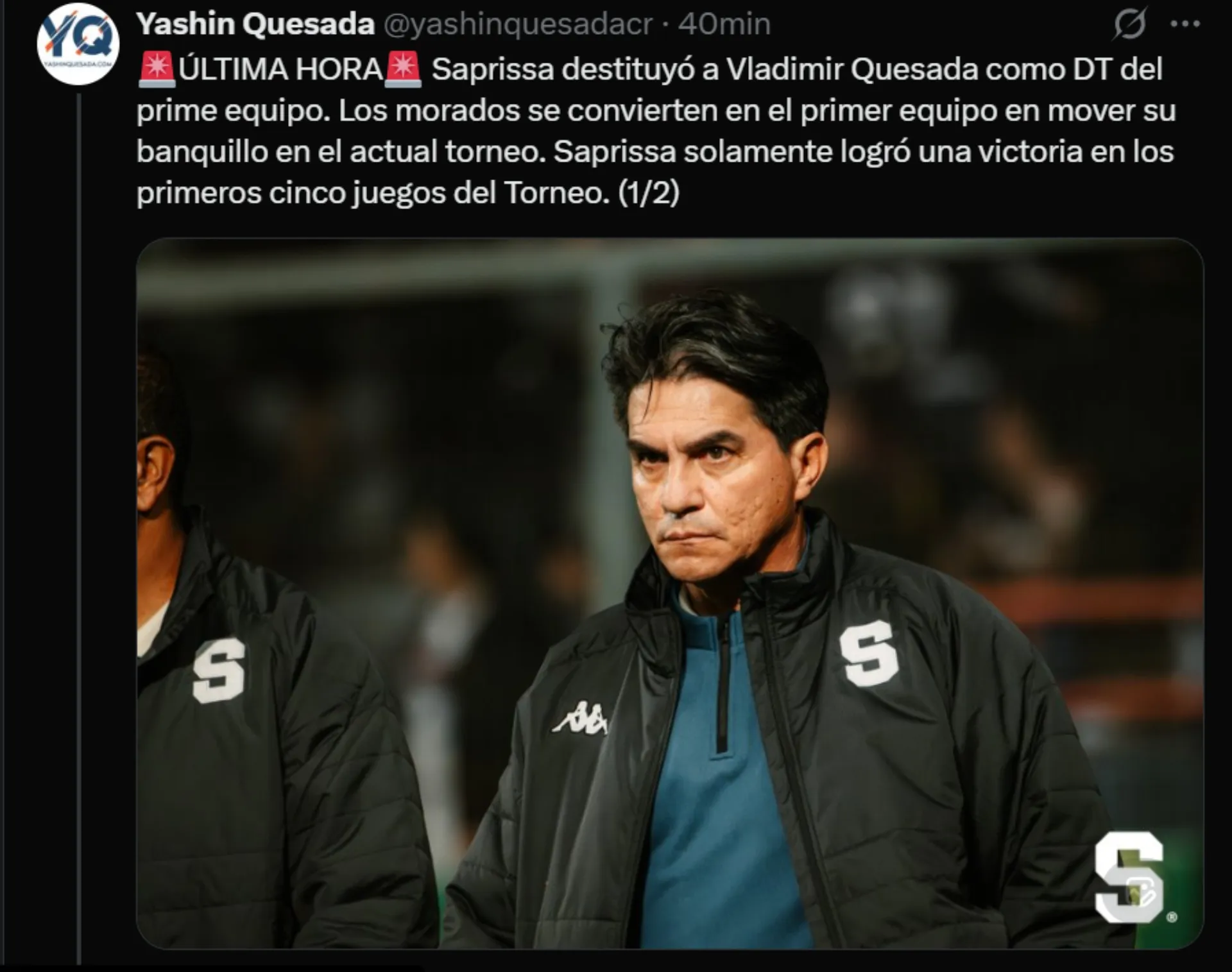 Vladimir Quesada no continuará en Saprissa.