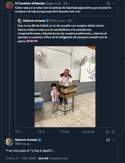 Presidente del Saprissa, Roberto Artavia en su cuenta oficial de X