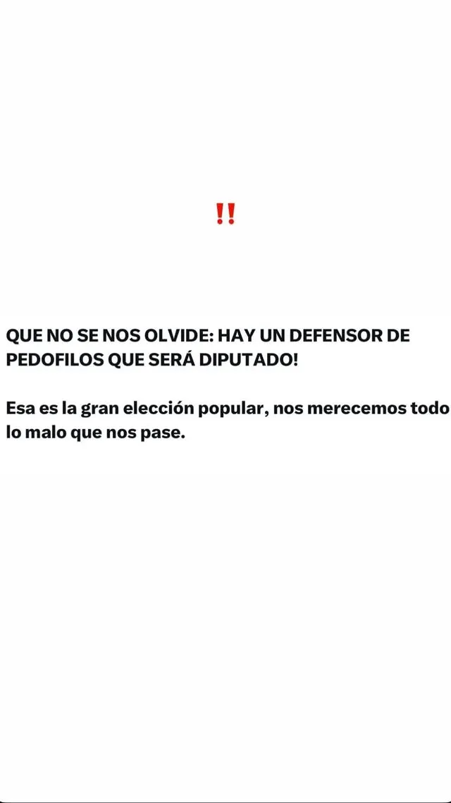 La segunda historia que publicó Chacón (Instagram).