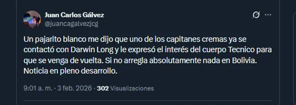 Periodista Juan Carlos Gálvez en su cuenta oficial de X