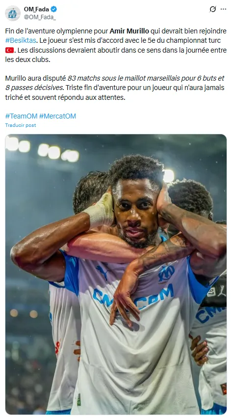El anuncio que llegó desde el Olympique Marsella. (X.com)