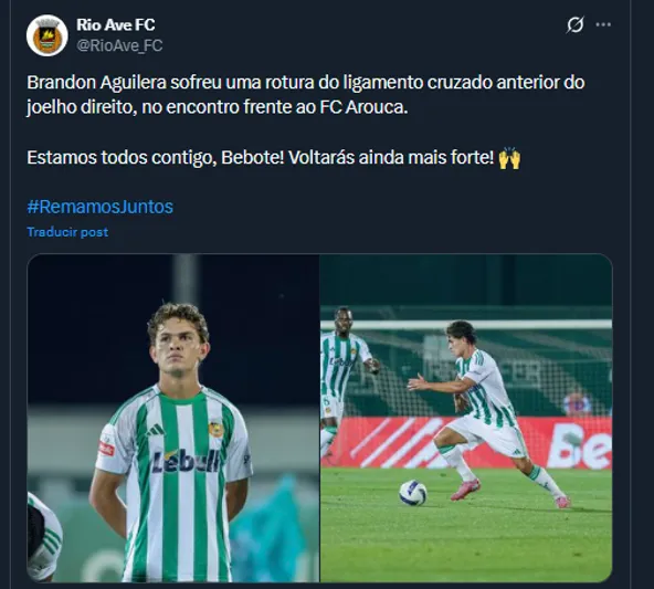 Rio Ave en su cuenta oficial de X
