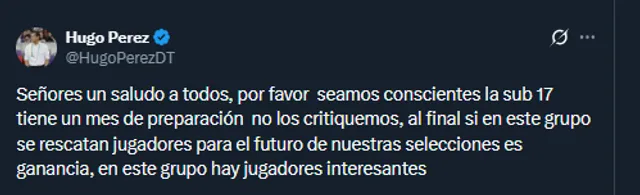 Hugo Pérez en su cuenta oficial de X