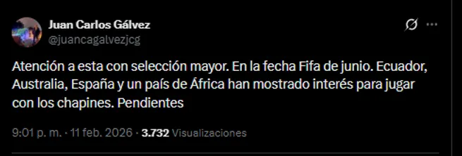 Juan Carlos Gálvez en su cuenta oficial de X