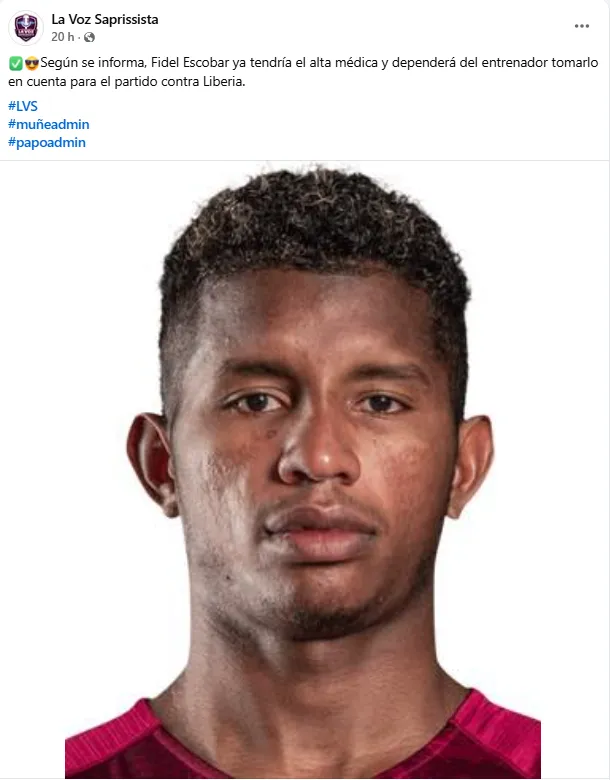 La información de La Voz Saprissista sobre Fidel Escobar. (Facebook)