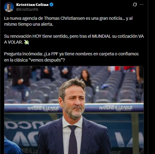 Kristtian Colina en su cuenta oficial de X