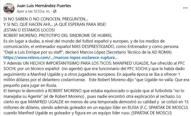 El posteo de Hernández-Fuertes