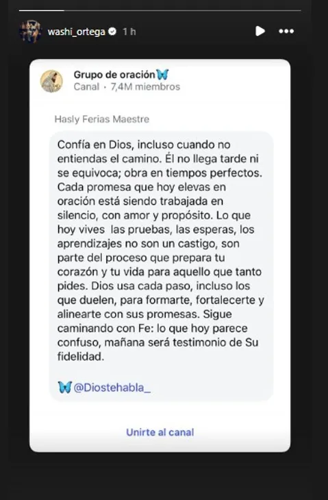 Washington Ortega en sus cuenta oficial de IG