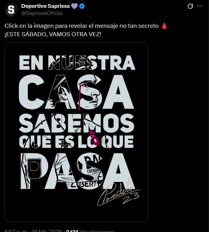 La publicación de Saprissa. (Foto: X)