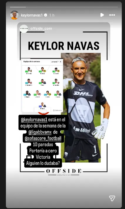 Keylor Navas a través de su cuenta oficial de IG