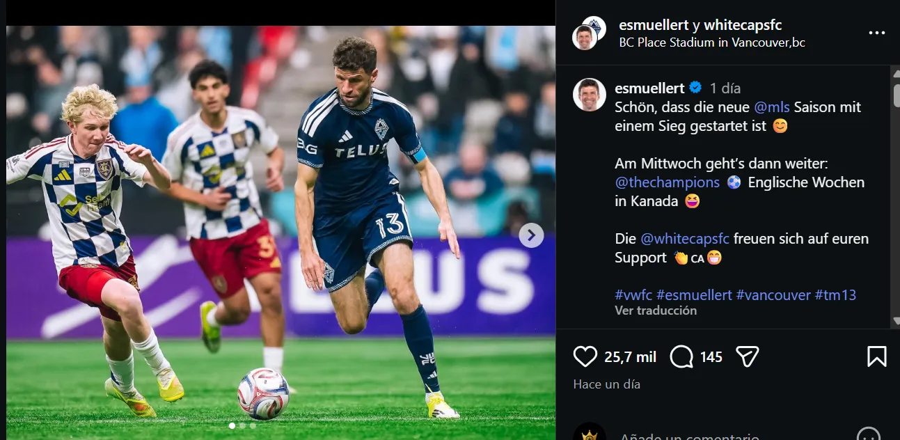 La publicación que realizó Thomas Muller. (Foto: Instagram)