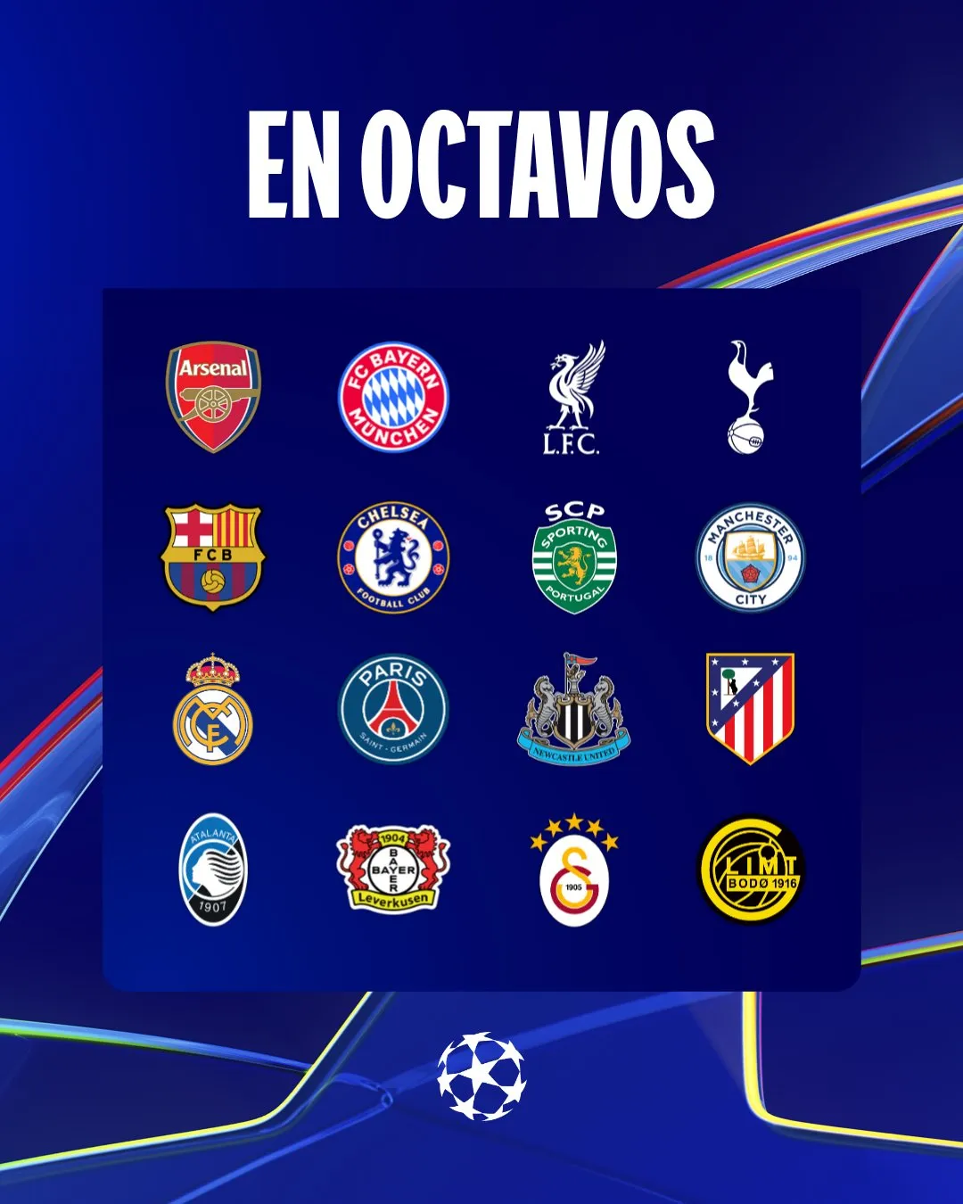 Los dieciseis clasificados a octavos de final. (Foto: UEFA)