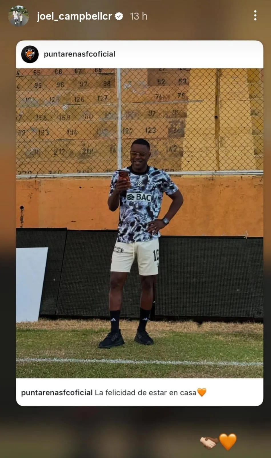 Joel Campbell en sus redes sociales