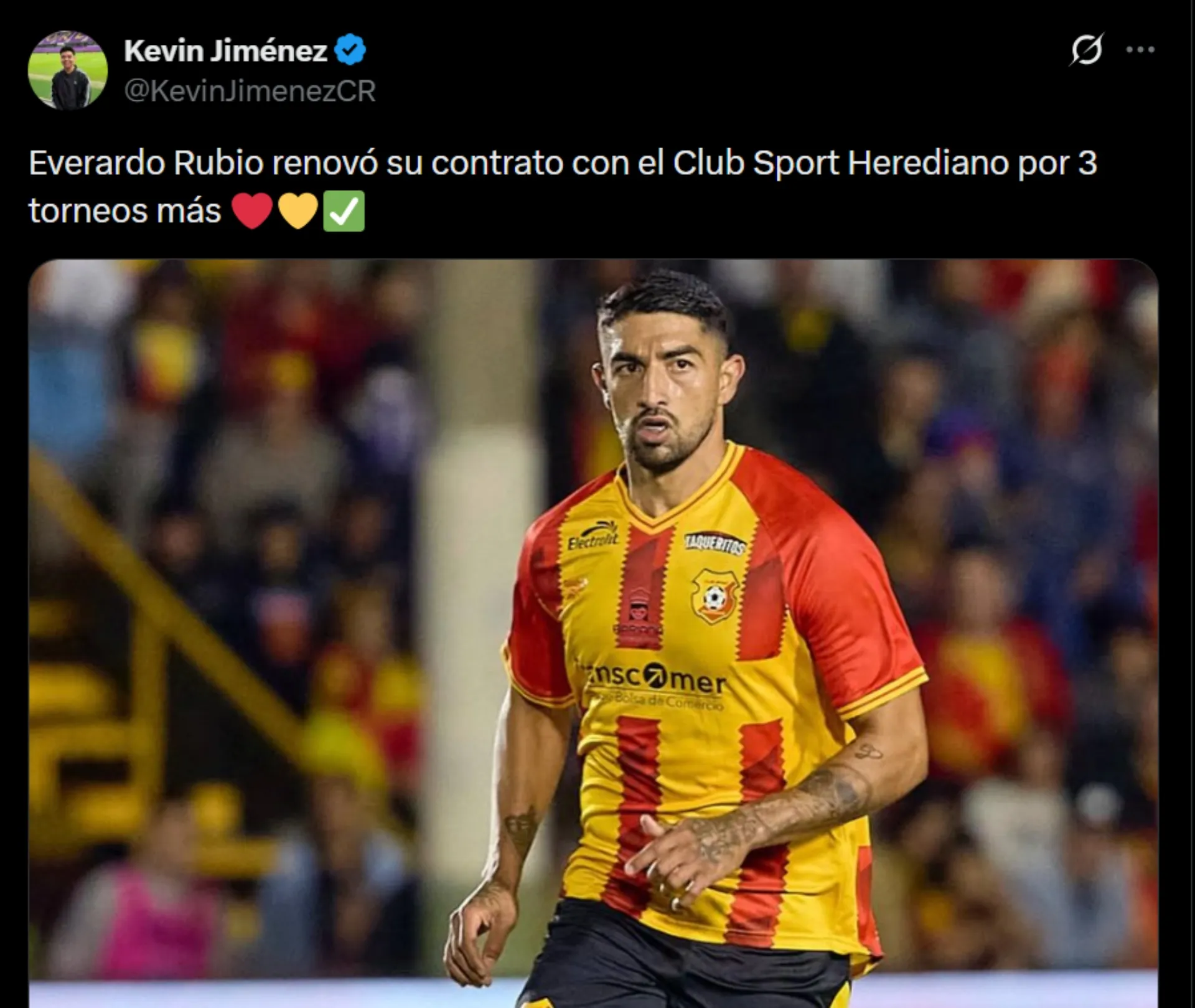 Everardo Rubio renovará su contrato con Herediano. (Foto: X)