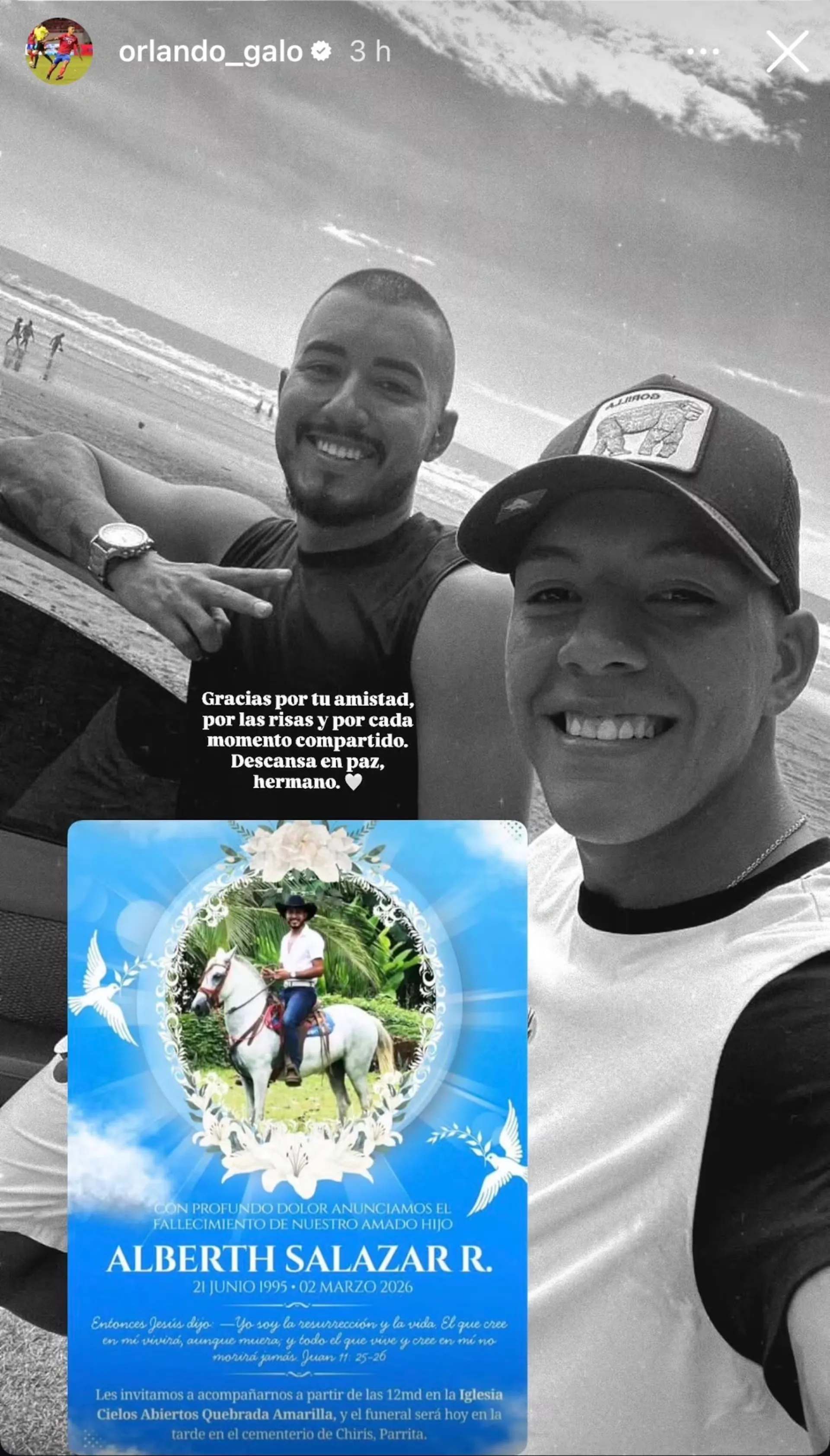 La publicación de Orlando Galo. (Foto: Instagram)