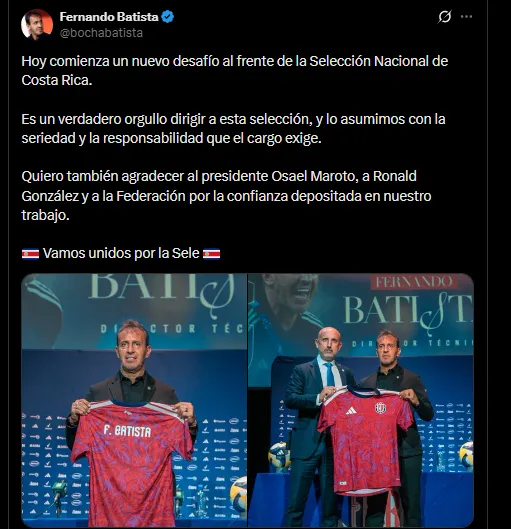 Fernando Batista en su cuenta oficial de X