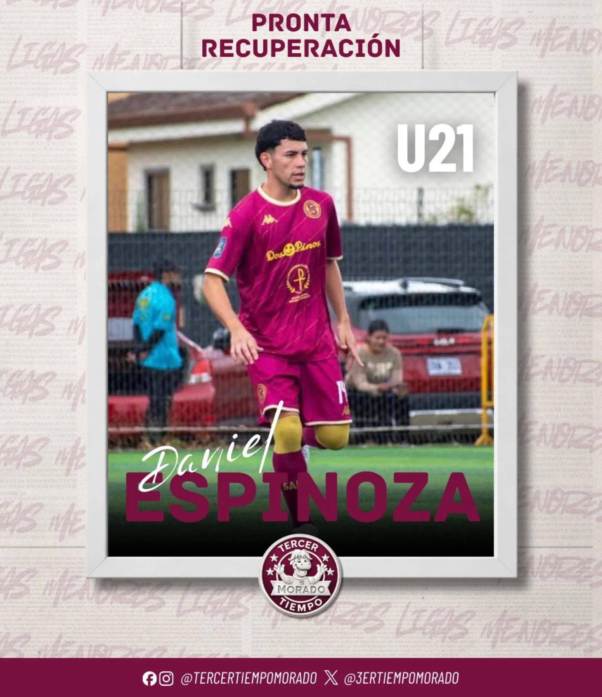 Daniel Espinoza sufrió la ruptura del ligamento cruzado. (Foto: Tercer Tiempo Morado)