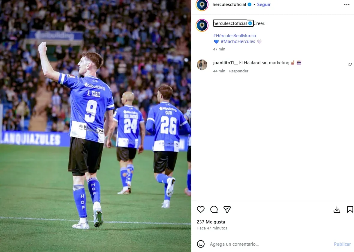Hércules en su cuenta oficial de IG