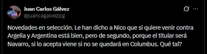 Periodista Juan Carlos Gálvez en su cuenta oficial de X.
