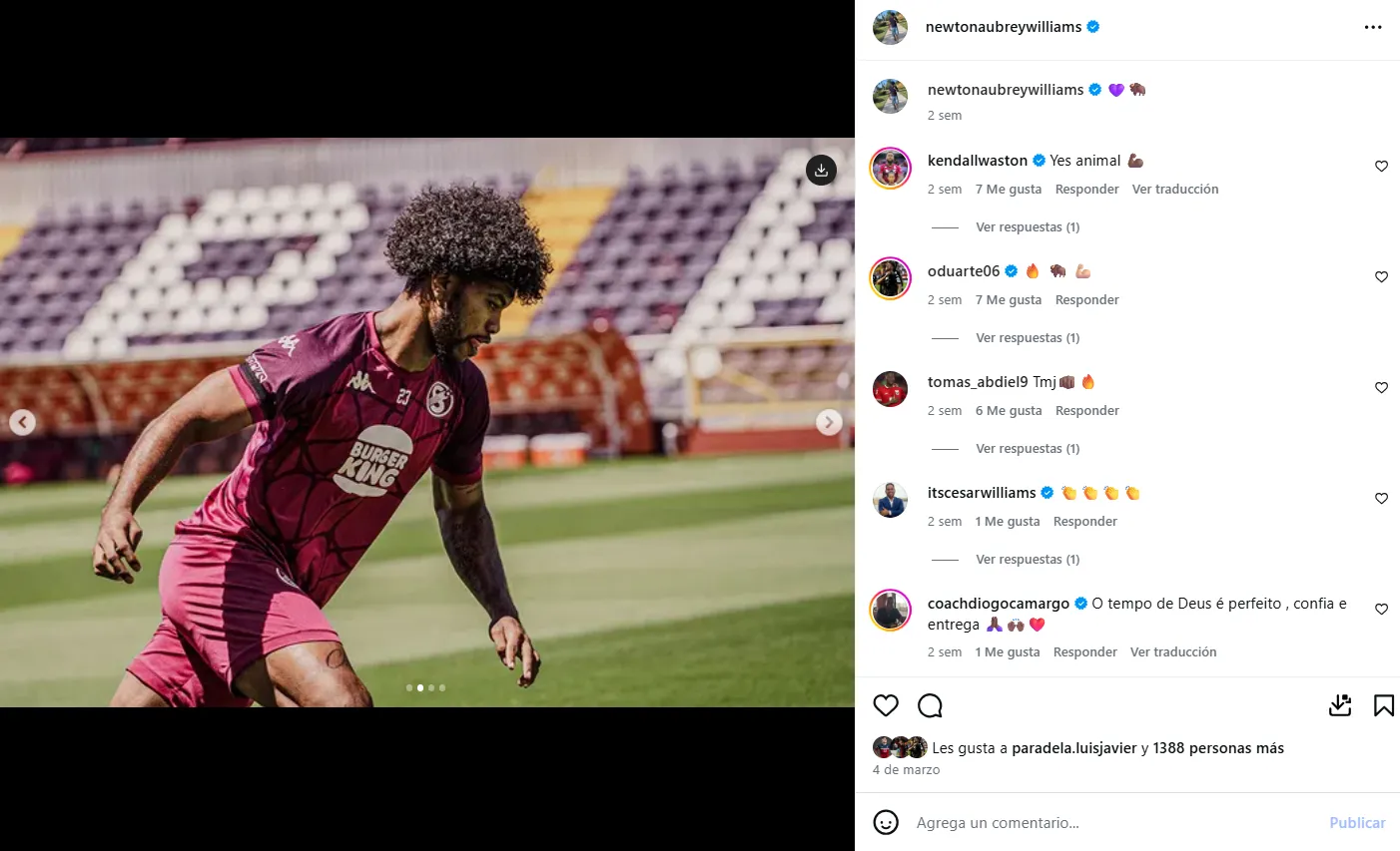 En sus redes, Williams actualiza cómo viene su recuperación. (Instagram)